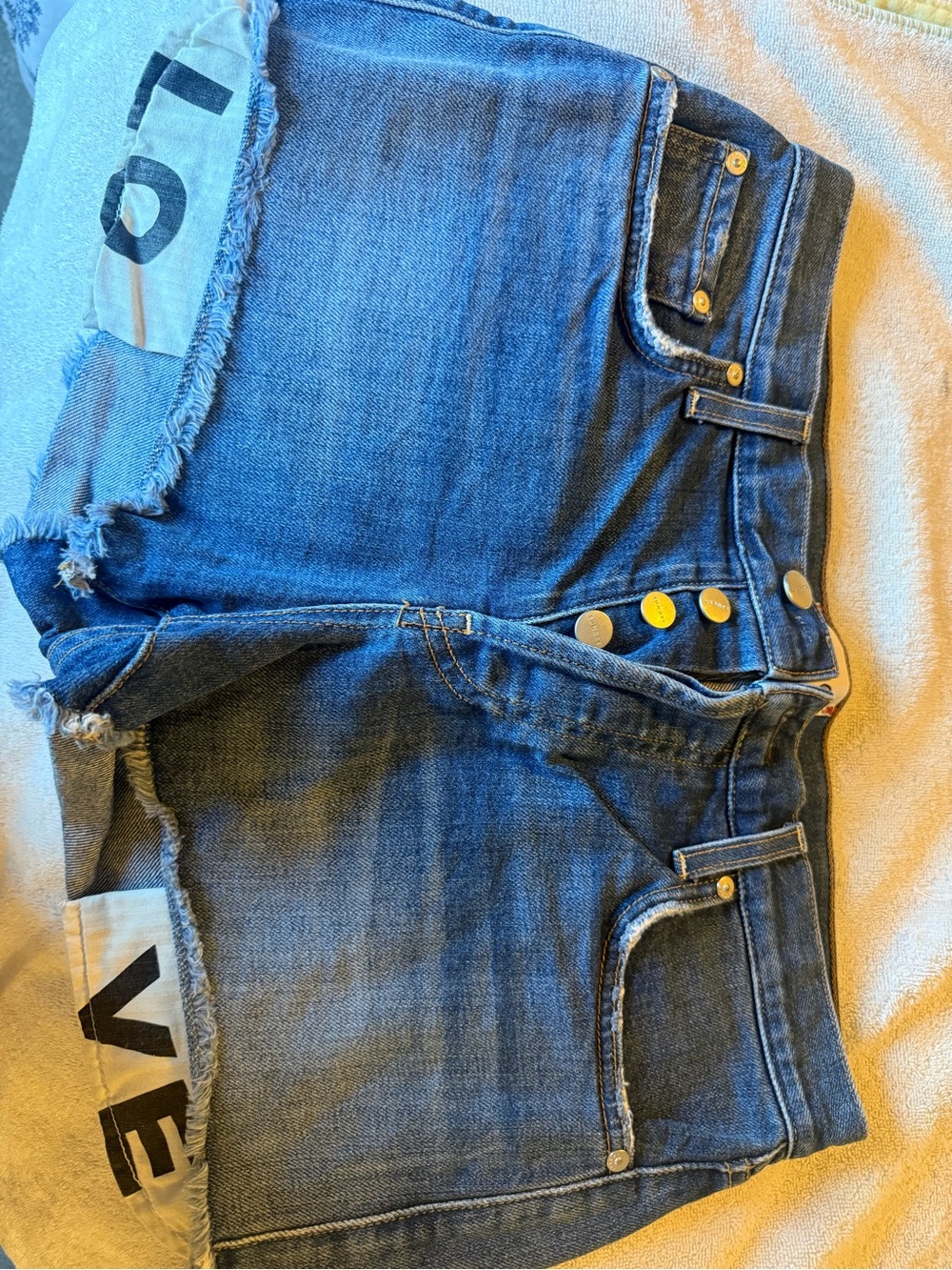 Sundry Dark Blue Button-Fly Denim Shorts